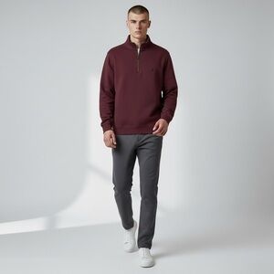 Nautica 1/4 Zip Pullover Sweater Maroon Burgundy Cotton Size Medium